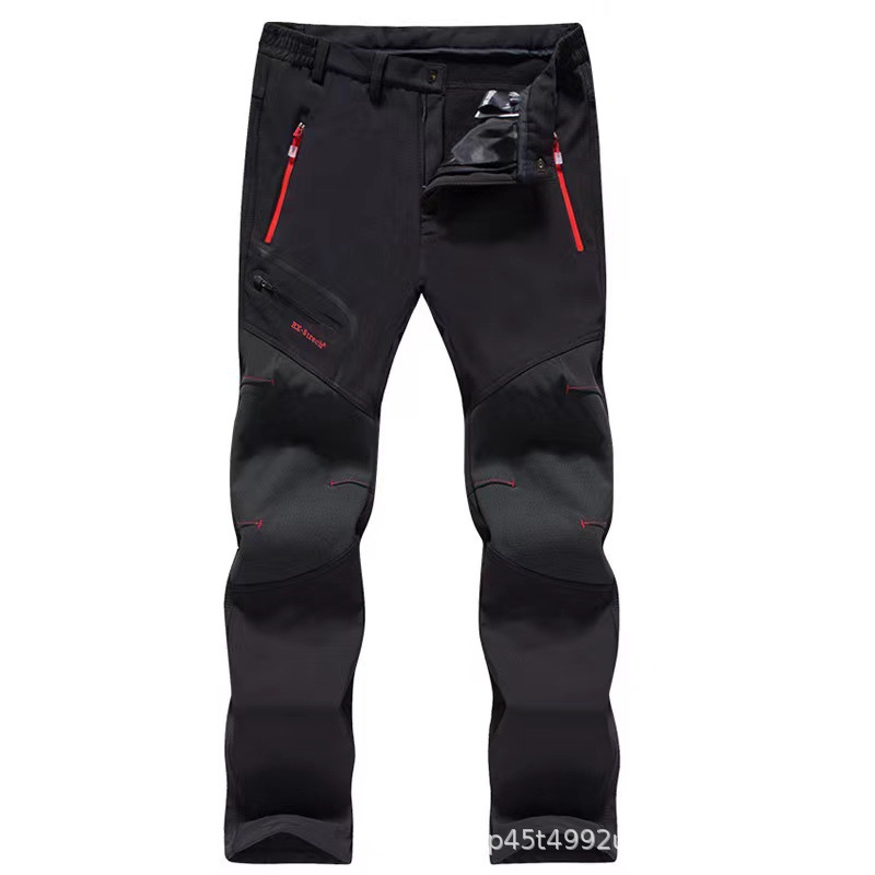 Charge Pants Outdoor Quick-drying Stretch Charge Pants Windproof Waterproof Wear-resistant Breathable Quick-drying Fleece-lined Thickened Soft Shell Pants for Men