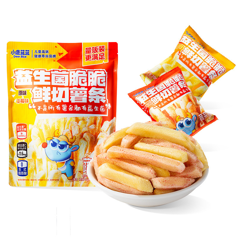 Fawn Blue Blue_Probiotic Crispy Fresh Cut Fries VC Original Strawberry Potato Chips Children's Snack Brand