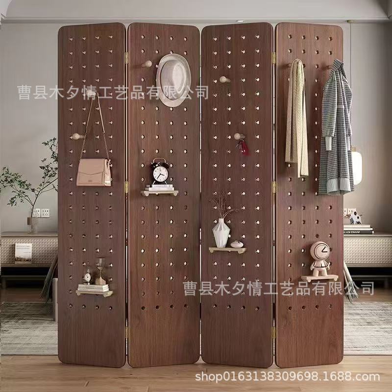 Perforated Board Wooden Screen Entrance Hall Simple Floor-Standing Vertical Screen Partition Creative Simple Storage Rack