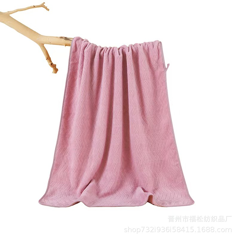 Cross-border Wheat Striped Towel Bath Towel Household Adult Thickened Double-sided Absorbent Wholesale Coral Fleece Wash Towel Bath Towel