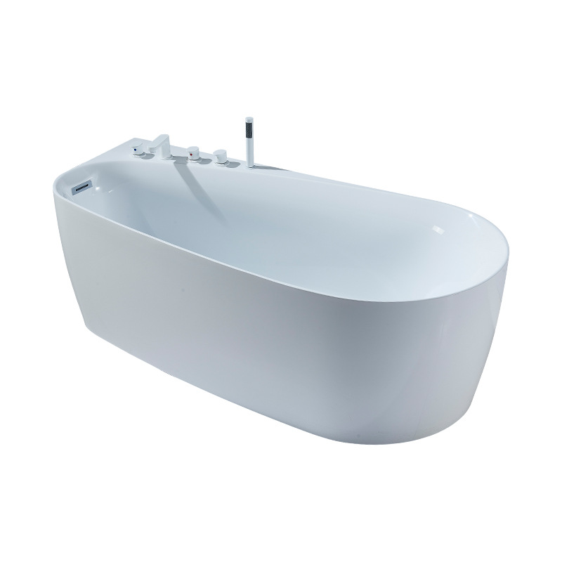 Erica Simple Small Apartment Acrylic Japanese Deep Soak Hotel Home Freestanding Bathtub Cross-border Factory Direct Sales