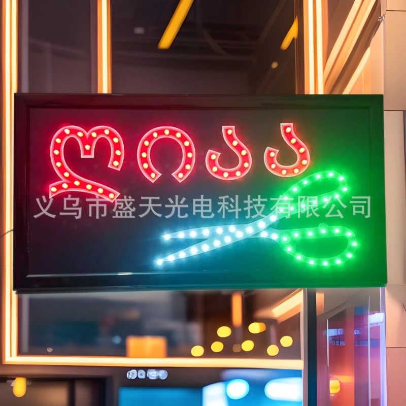 Светодиодный рекламный щит, светящаяся вывеска, вывеска для парикмахерской, светодиодная табличка, открыто в Джорджии