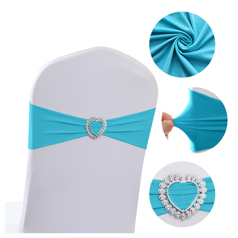 Backrest Flower Bow Heart-shaped Ring Elastic Banquet Chair Cover Decoration Tie-free Banquet Strap Ribbon Wedding Strap