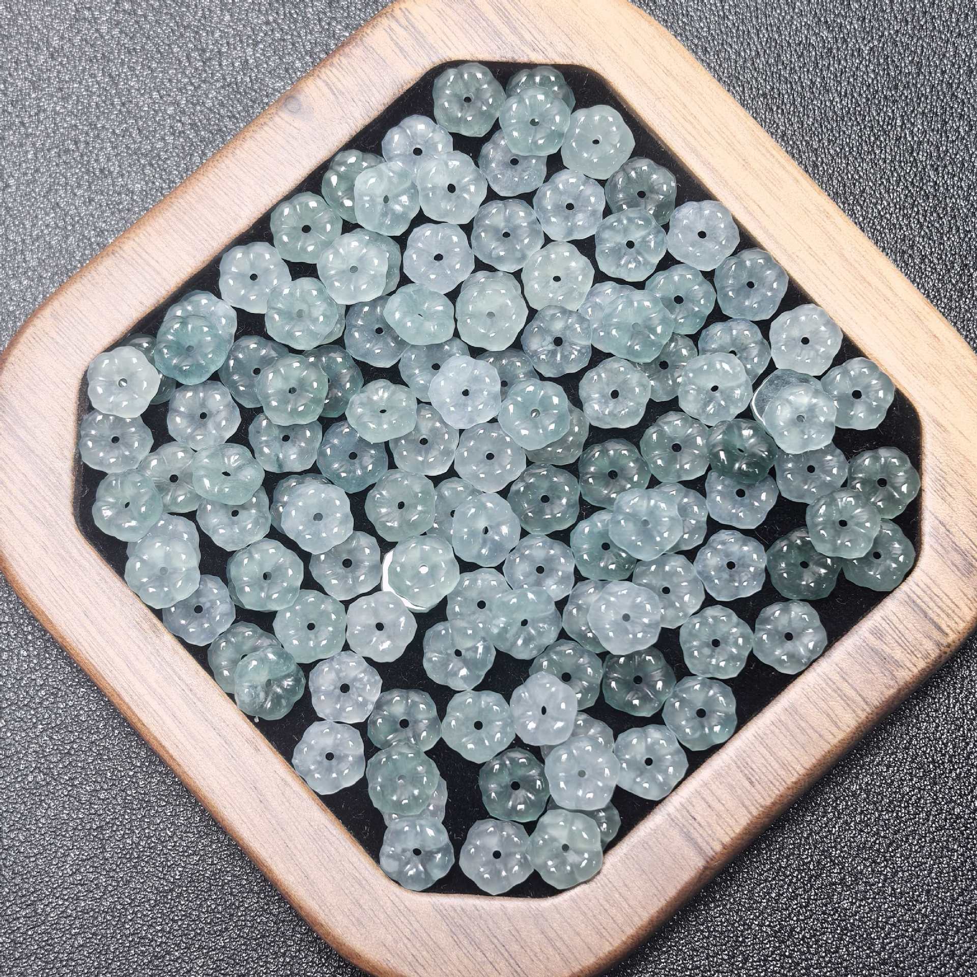 Jadeite Ice Flower Clasp 8mm'Rich Flower Jade Di'Y Bracelet Necklace Earring Accessories Perforated Style