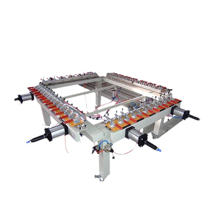 Pneumatic Screen Tensioning Machine Old Color 302Kgs Tensioning Machine Fully Automatic Hjd-F4 Qingdao Manufacturer Screen Tensioning Machine