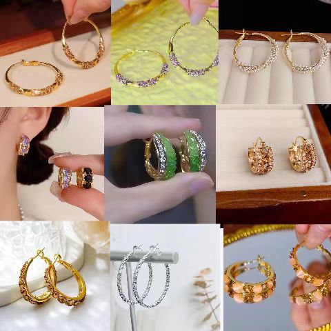 Factory Wholesale Fashion Classic Versatile Diamond-Encrusted Zircon Hoop Earrings 2025 Hot Style Exaggerated Personalized Earrings