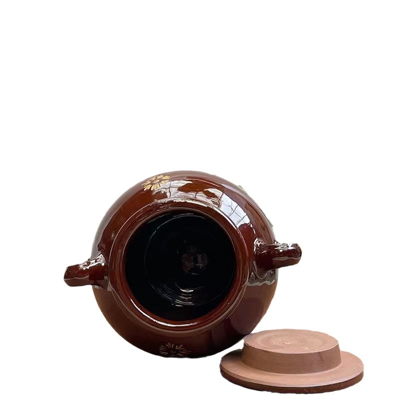 Lard Tank with Lid Boiled Storage Tank Old-fashioned Household Ceramic Kitchen High Temperature Resistant Large Capacity Pottery Oil Jar