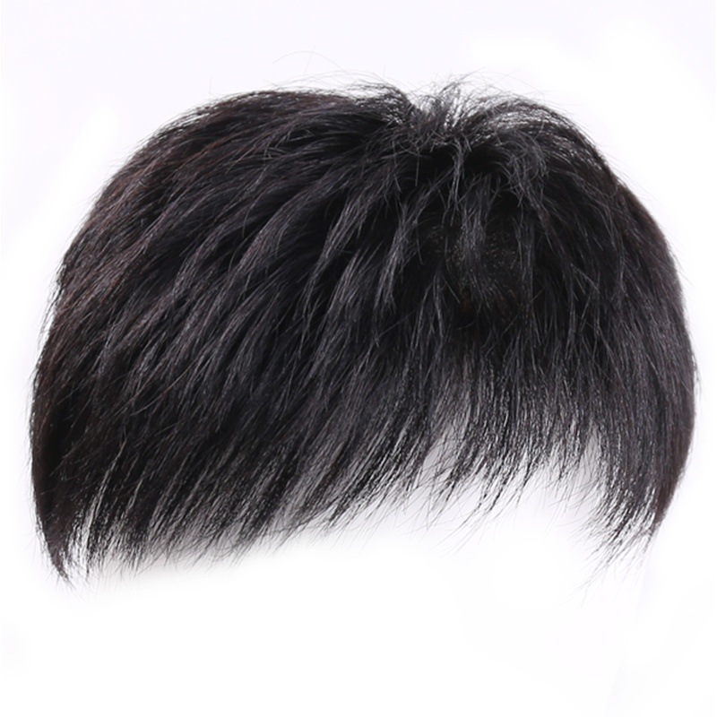 Men's Short Hair Wig, Hairline Replacement Piece, Natural Seamless Hairpiece, Realistic Human Hair