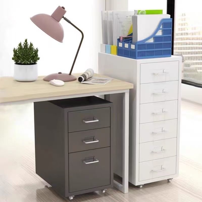 Drawer-Type Storage Cabinet Next to the Desk, Drawer Cabinet under the Desk, Lockable Cupboard, Wrought Iron Bedside Table, Multi-Layer Storage Cabinet