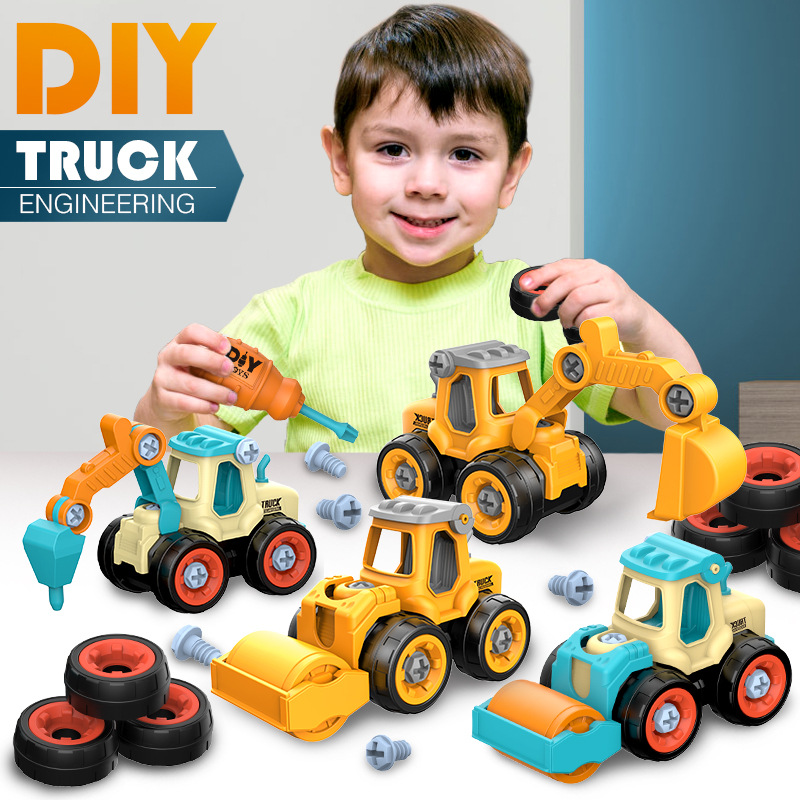 Children's Disassembly and Assembly Engineering Vehicle Removable Excavator Screwing Assembly Car Educational Toy Boy Female Baby suit