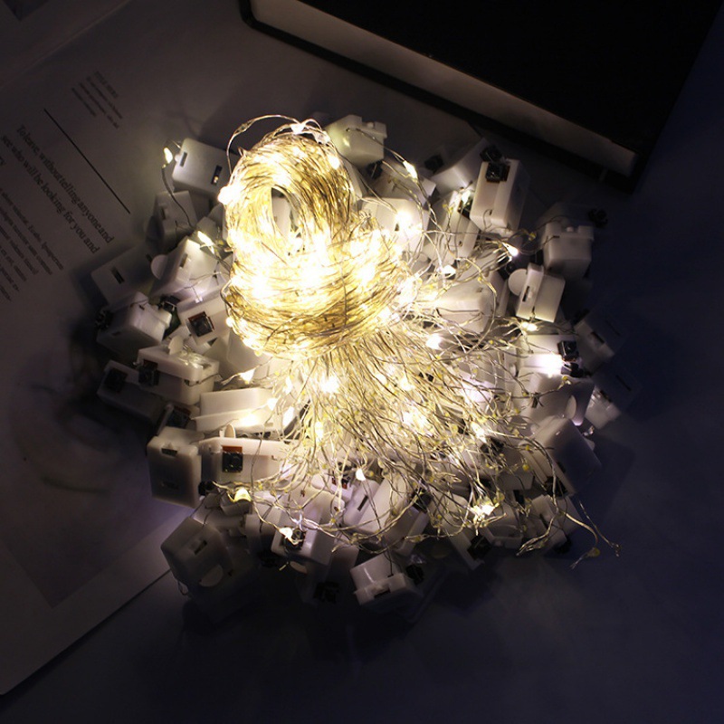 led gift box cake bouquet decorative lantern light string AG13 battery light string small white box three-stage adjustment light string