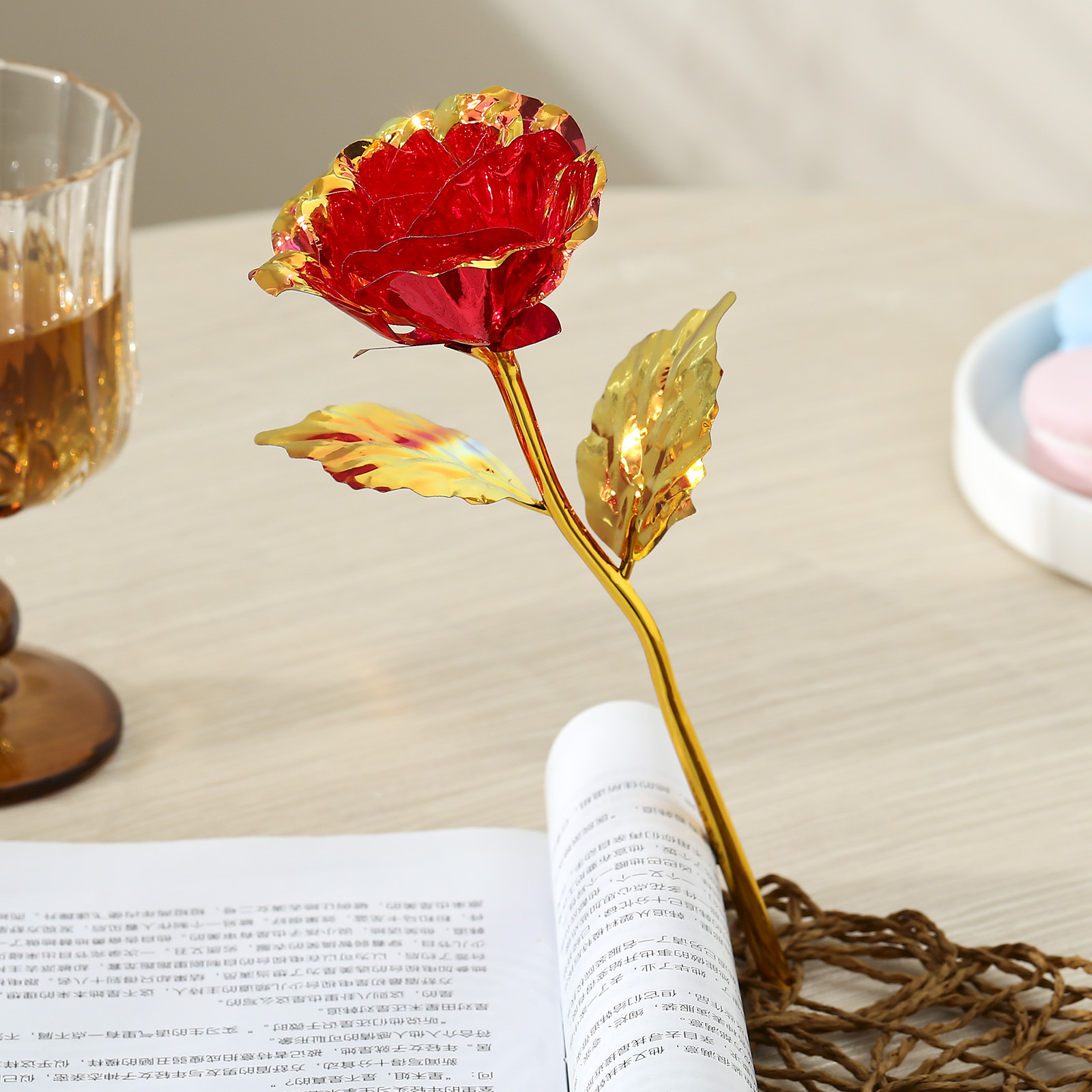 18cm small size magic color gold rose gift box gift accessories wholesale Valentine's Day plastic cover floret