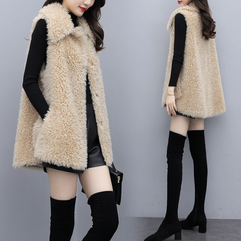 2024 Autumn and Winter New Korean Style Loose Double-sided Plush Fashion Vest Fleece Women's Coat