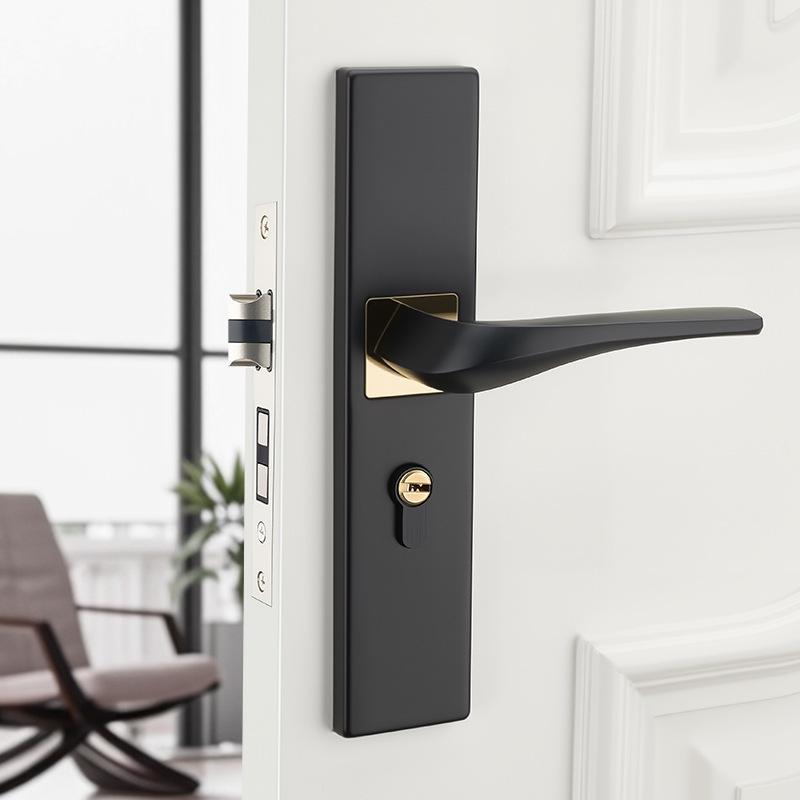 Indoor Household Door Lock Bathroom Wooden Door Solid Wood Lock Door Handle Aluminum Alloy Engineering Lock Bedroom Door Lock