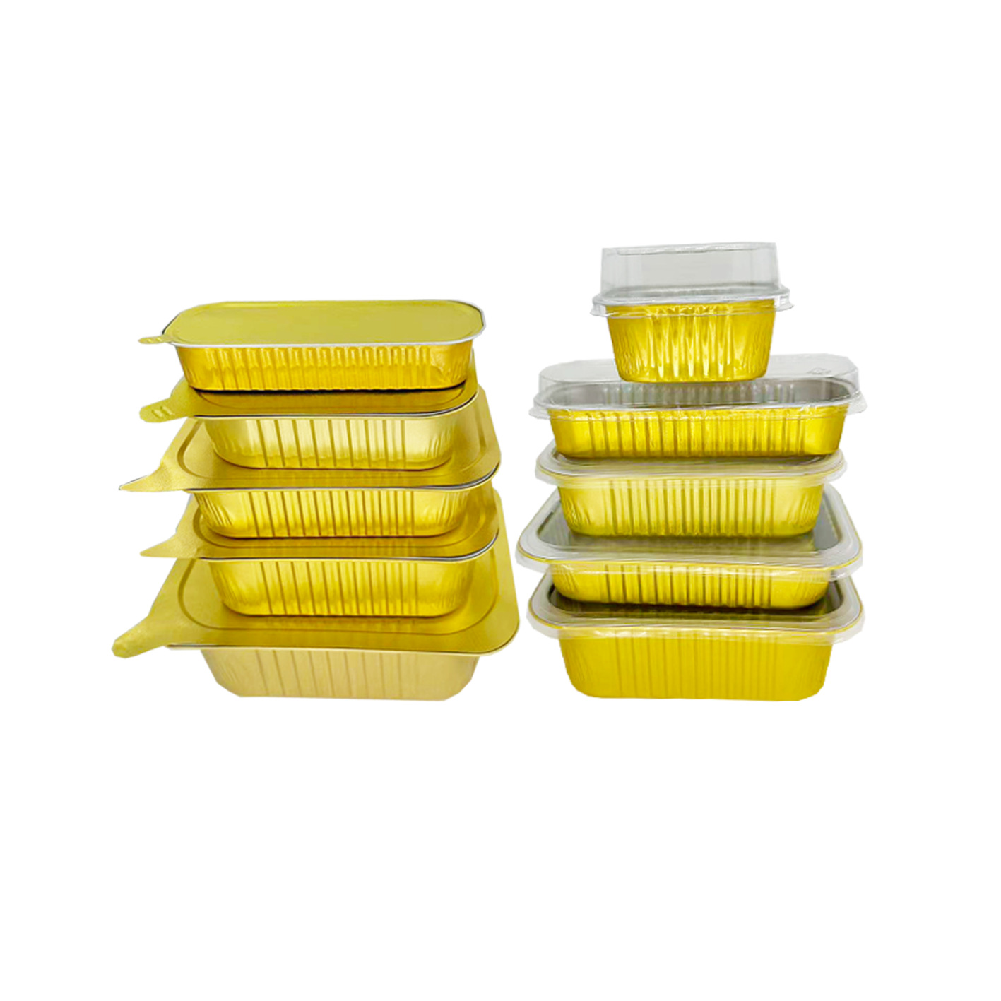 Powerful straight hair Golden wrinkle-free thick aluminum foil lunch box high-end light luxury takeaway packing box disposable square tin carton