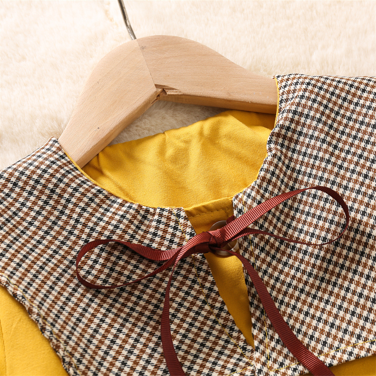 77113 Girl's Spring and Autumn Plaid Large Lapel Trench Coat Spring New Children's Girl's Spring Foreign Style Trench Coat