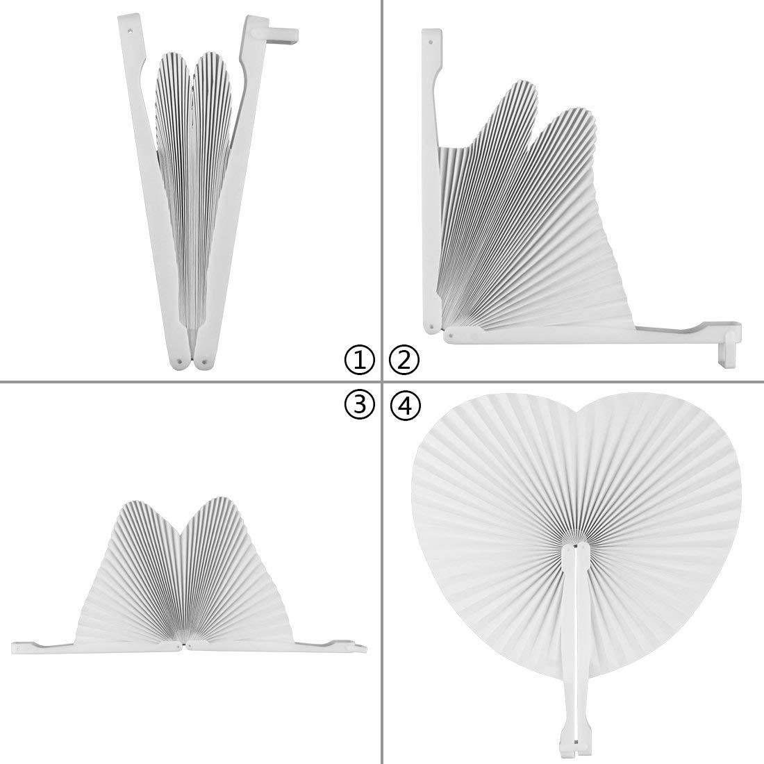 Cross-border supply White love heart-shaped paper fan blank heart-shaped small round fan round fan folding fan advertising fan