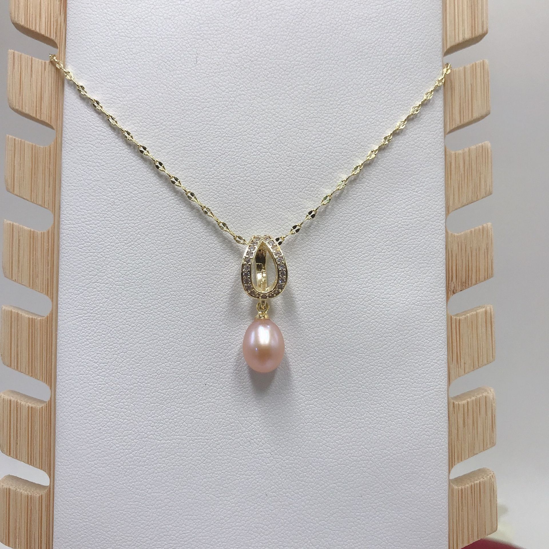 18K Gold-Injected High Color Retention Pearl Necklace Natural Freshwater Pearl Pendant Simple 8-Shaped Zhuji Pearl Pendant