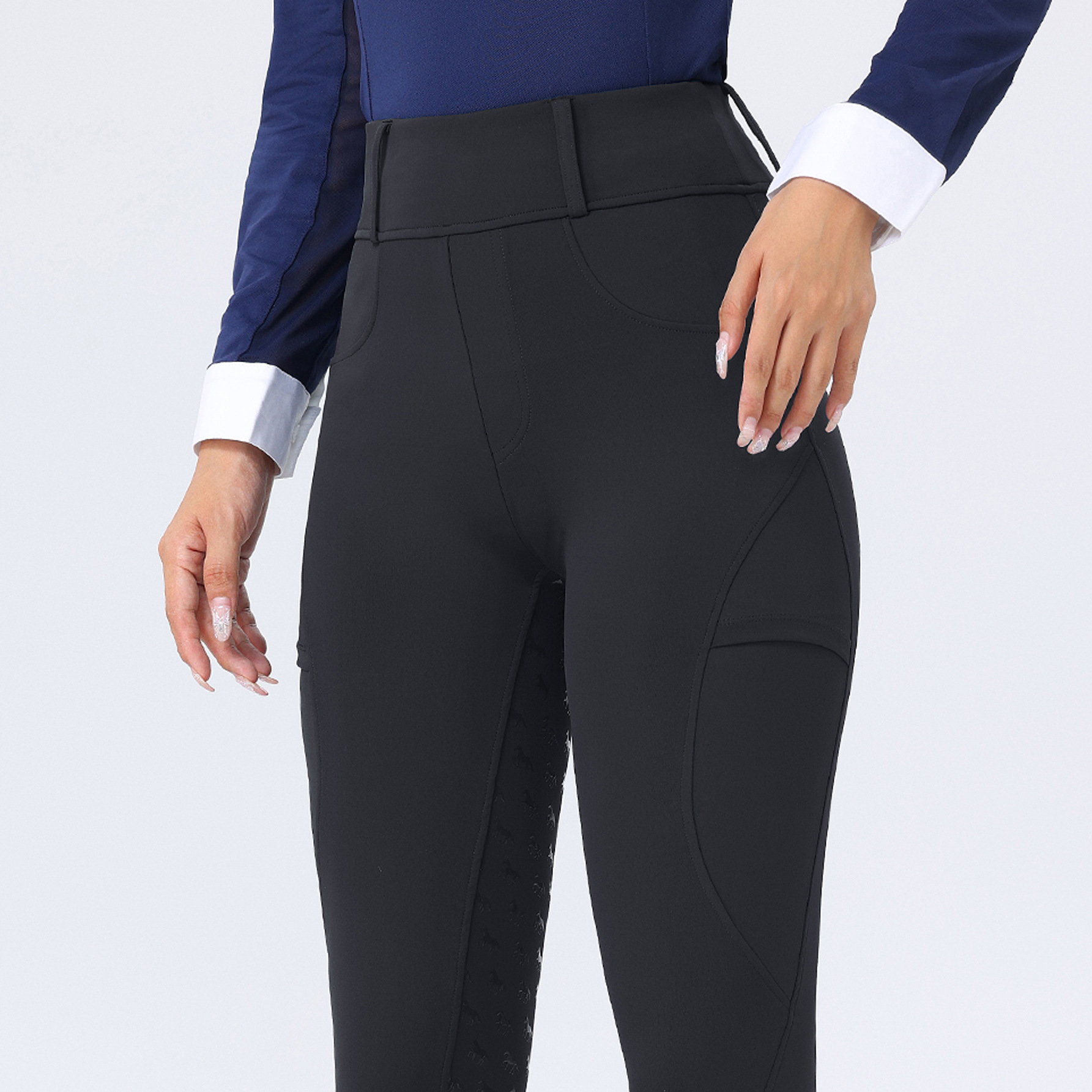 Fleece-Lined Thick Riding Pants for Women with Pockets, Full Seat Silicone Non-Slip Equestrian Sports Pants, European and American High Quality