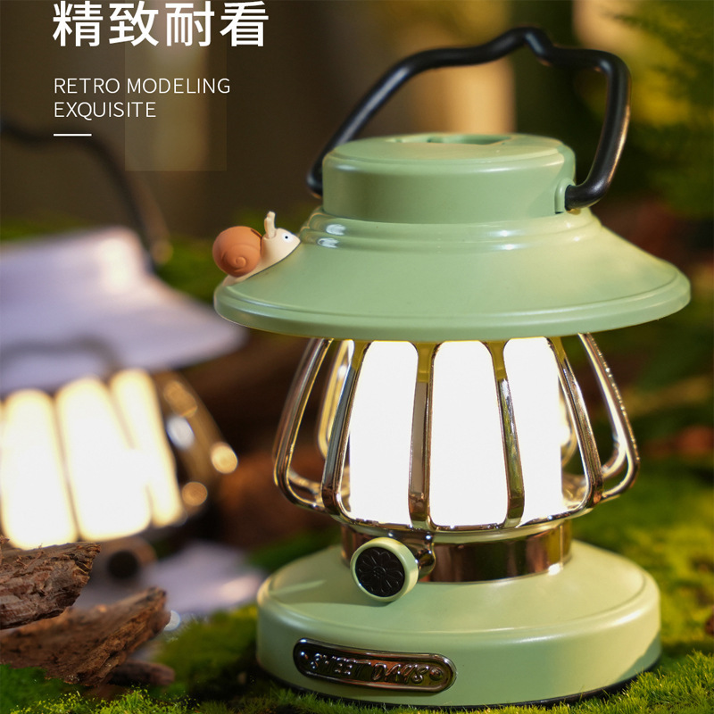 Hot-Selling Foreign Trade Camping Lamp USB Rechargeable Living Room Bedroom Desktop Night Light Retro Eye Protection Small Table Lamp Gift