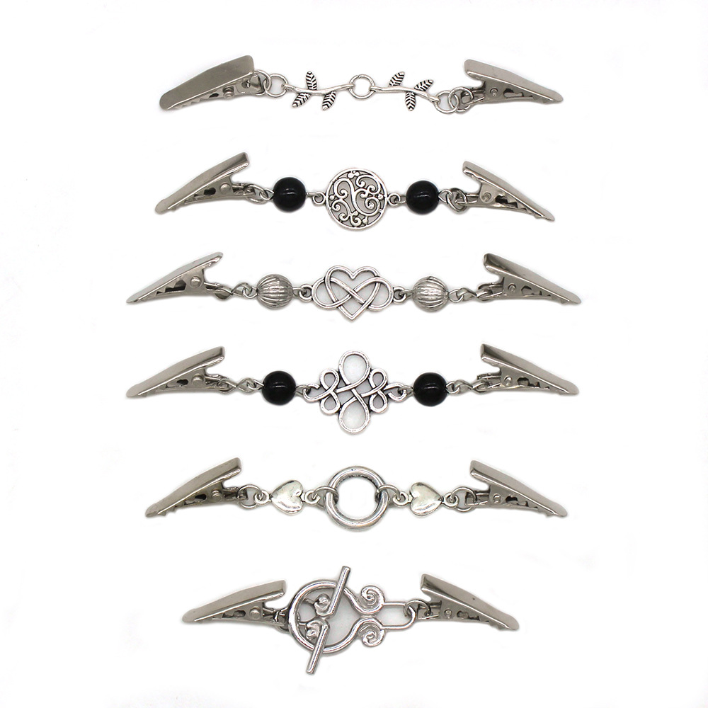 TEMU hot sale sweater clip ladies retro alloy pearl chain all-match shirt collar clip anti-light brooch wholesale