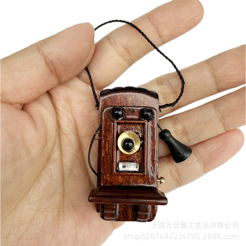 1:12dollhouse doll house mini simulation [retro old wall phone] model ornaments