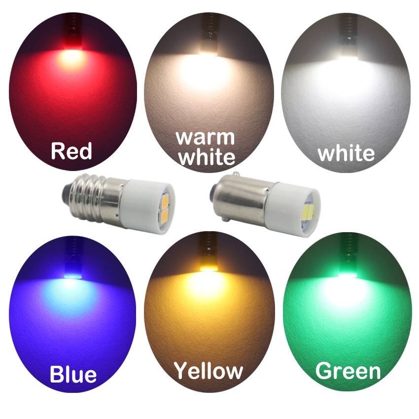Лампочка индикатор E10 байонет B9 LED с кнопкой 6V 12V 24V 36V 48V 60V 110V 220V