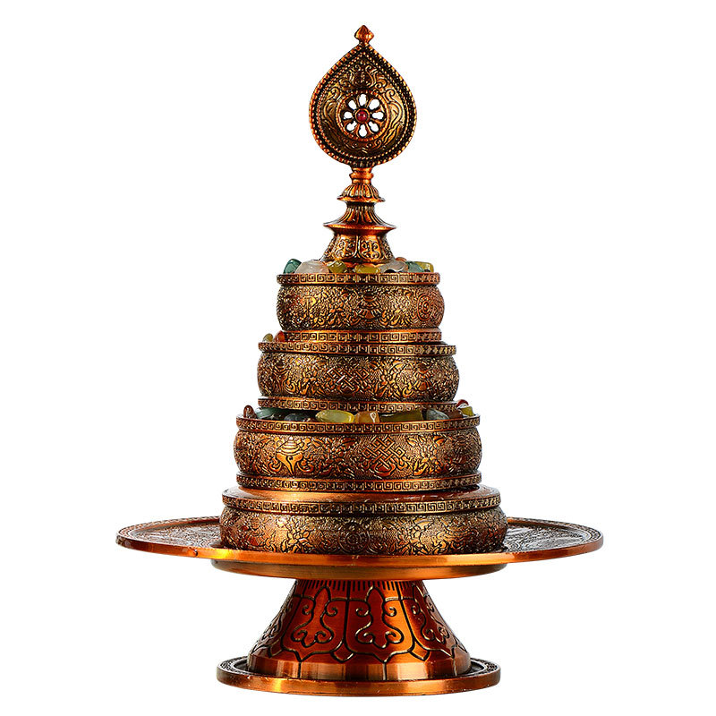 Buddha Yuan Hui Copper Manzha Plate Hand-carved Buddha Hall Seven Treasures Manzha Plate Indoor Study Desktop Ornaments