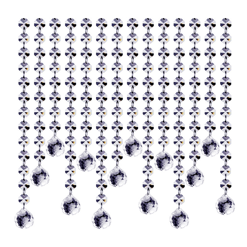 Acrylic Crystal Octagonal Bead Chain Wedding Decoration Bead Curtain Hotel Partition Decoration Curtain Ceiling Material Wedding Special Use