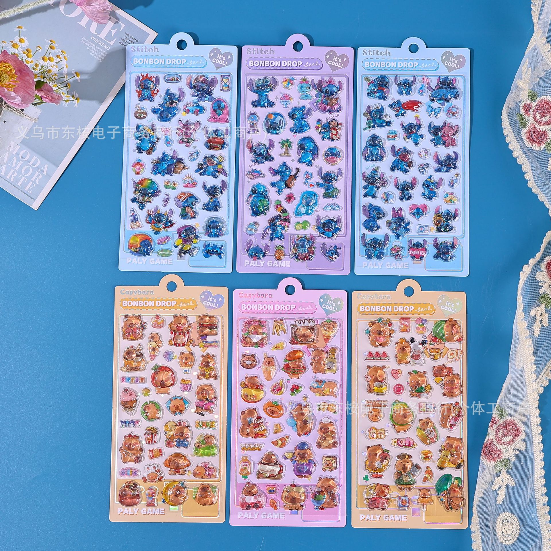 New 3D Stereo Cartoon Relief Fun Stickers for Kidsren DIY Crystal Waterproof Cute Mobile Phone Case Decorative Pendant