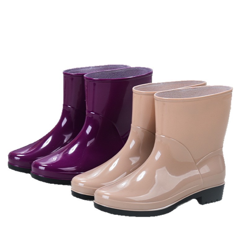 Mid-Calf Rain Boots for Women, Short-Calf Adult Water Shoes, Wear-Resistant, Non-Slip, Waterproof Boots, Acid and Alkali Resistant Work Safety Rubber Shoes Wholesale