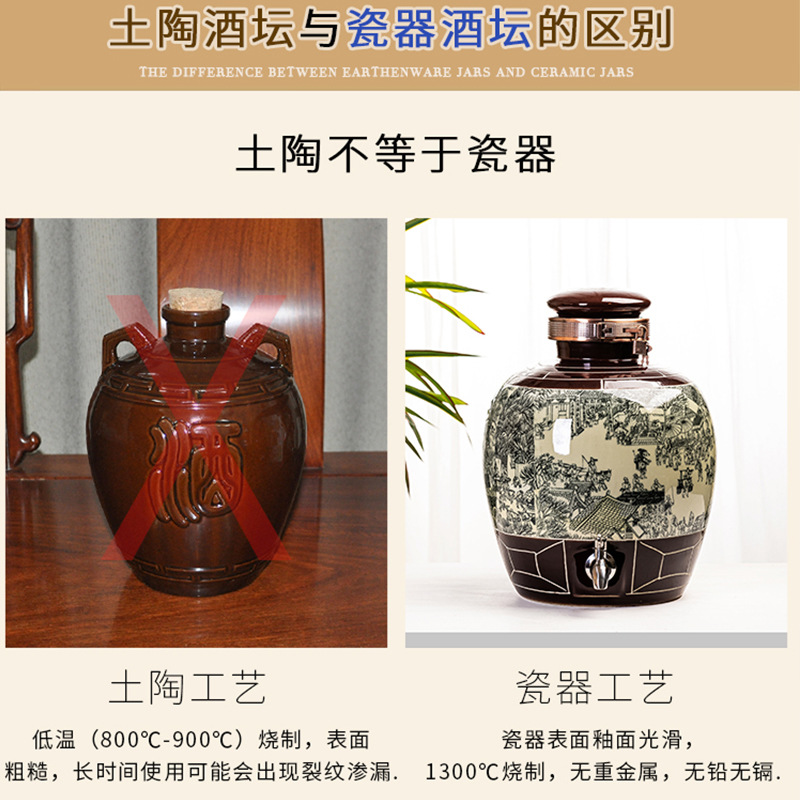 Jingdezhen ceramic wine jar wine jar 10 Jin 20 Jin 30 Jin 50 Jin Antique Wine Bottle household sealed wine pot