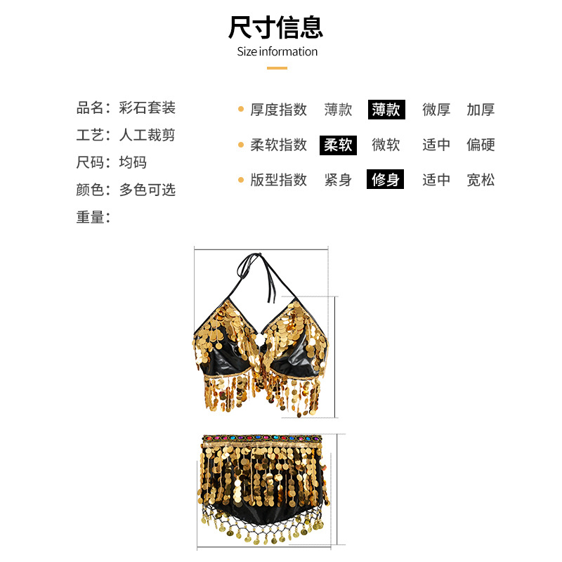 Belly Dance Performance Clothing Waist Chain Hip Scarf Nightclub Sequin Tassel Oriental Dance Waist Scarf Indian Dance Performance Suit