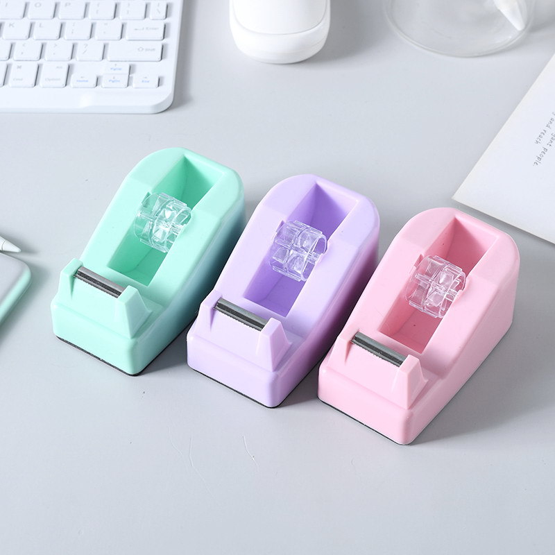 Lideme Macaron Color Tape Holder Cross-Border Direct Supply Small Tape Machine Creative Office Large Tape Cutter