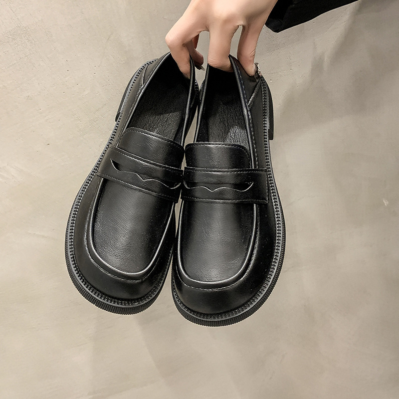 Black Small Leather Shoes for Women British Style 2025 Spring and Autum New Retro Flats Shoes Versatile Loafers Women's Shoes