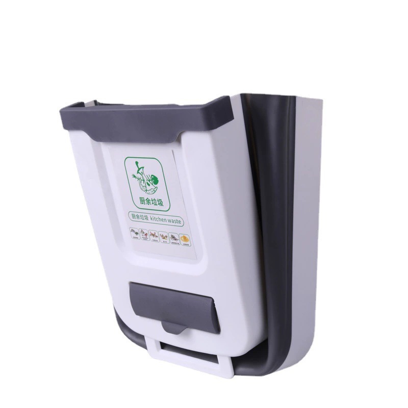 Kitchen Folding Wall Hanging Trash Bin Household Storage Barrel Hanging Car Trash Creative Recyclable Classification