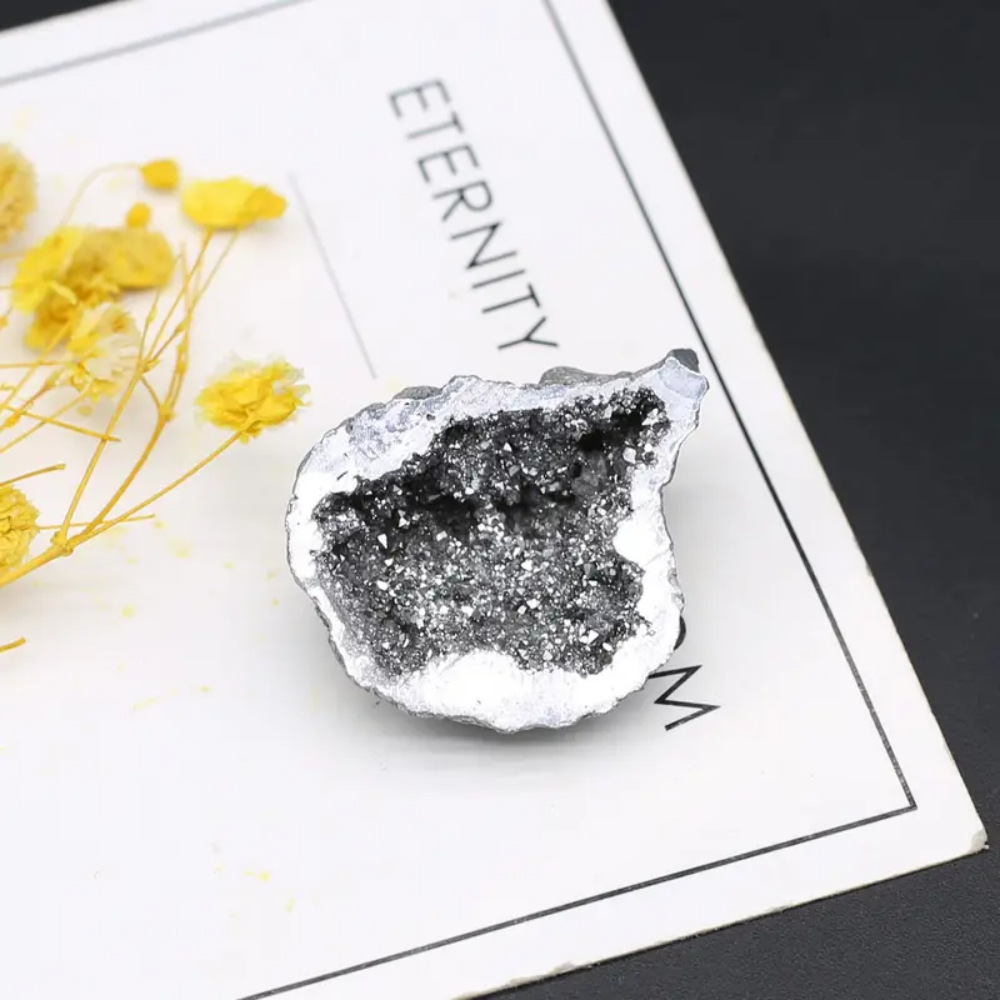 Manufacturer's Supply 6 Colors Available Natural Crystal Agate Treasure Bowl Raw Stone Electroplated Colorful Boxed Cross-Border Hot Sale