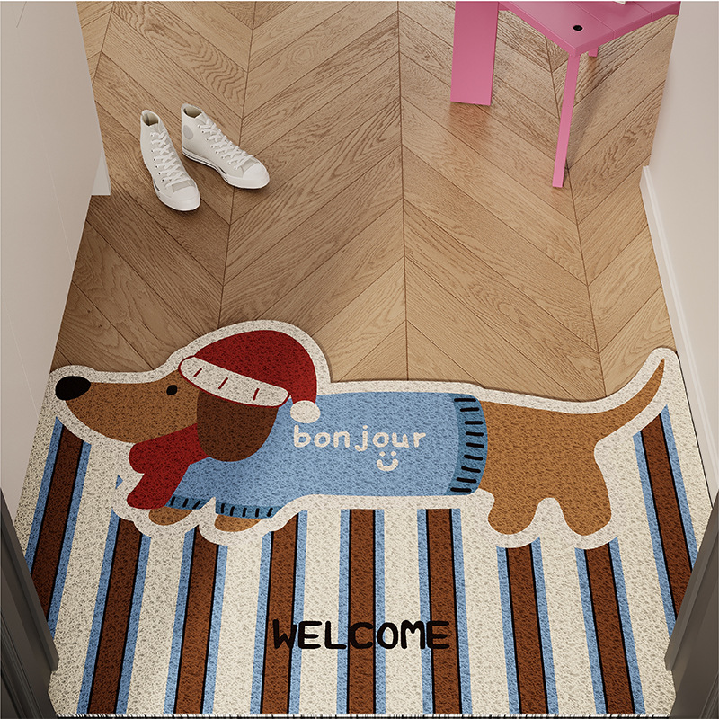 Maillard New Year Puppy Entry Floor Mat Silk Circle Anti-Slip Dirty-Free Foot Mat Blanket Entrance Door Entrance Mat