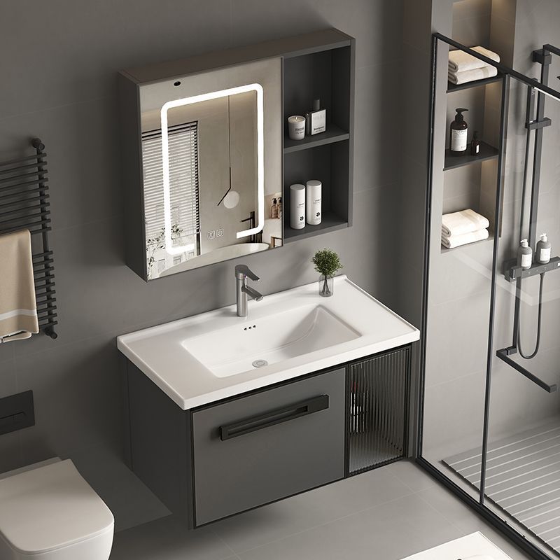 Space Aluminum Bathroom Cabinet Bathroom Washbasin Washbasin Cabinet Combination Integrated Slate Washstand Narrow Edge Small Apartment