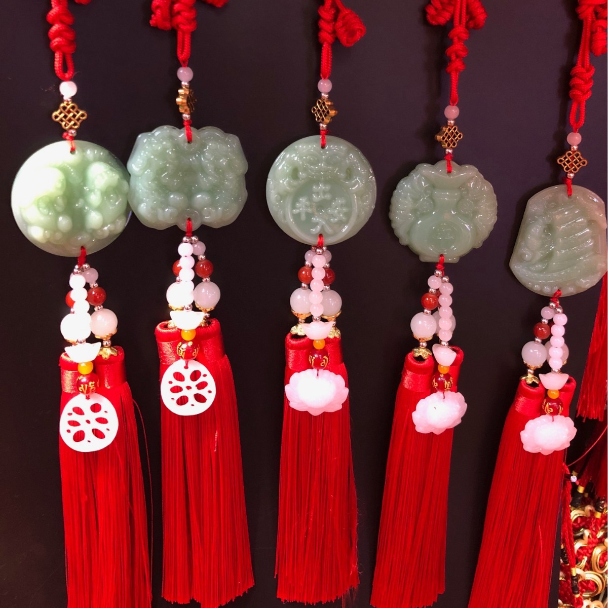 Six-Character Mantra Ingot Lotus Root Slices Imitation Jade Smooth Sailing Wealth Pixiu Buddha Guanyin Car Pendant for Attracting Wealth