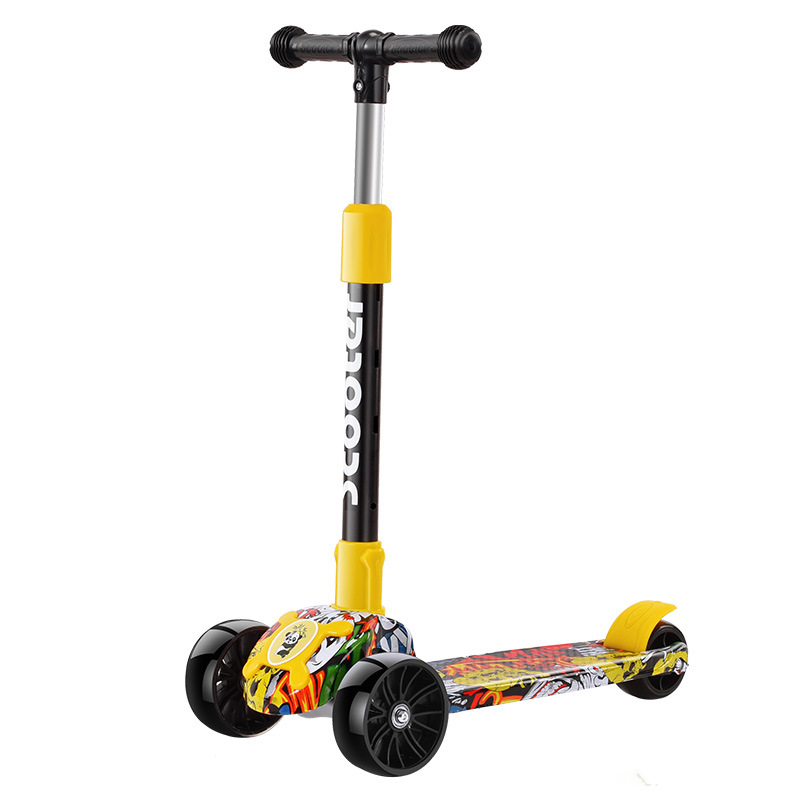 Children's graffiti scooter boys and girls Baby Scooter music Light Drop-resistant scooter 2-12 years old folding car