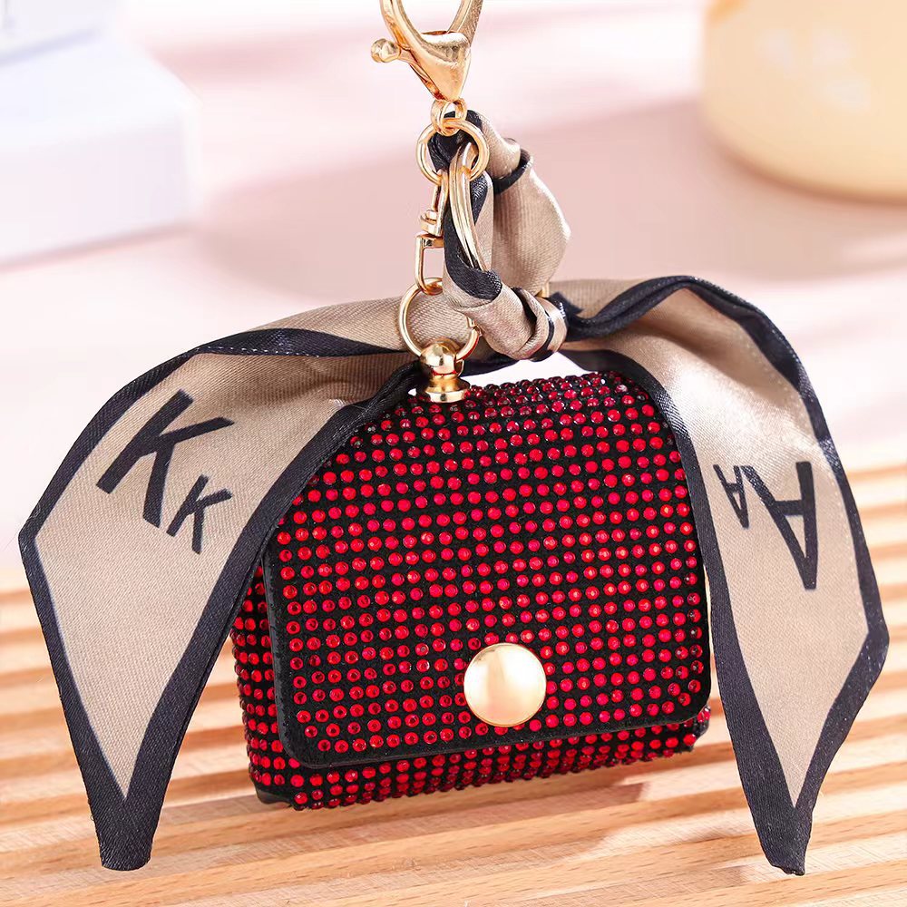 2024 New Fashion Coin purse Diamond-embedded mini bag keychain pendant silk scarf earphone ear cable bag