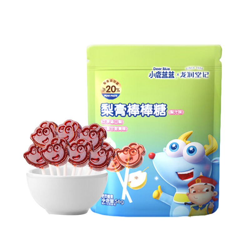 Fawn Blue Dangshan Autumn Pear Cream Lollipop Xylitol Children's Candy Nutrition Snacks No Added White Sugar