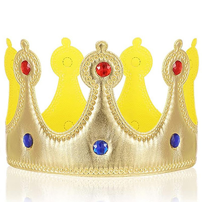 Children's Golden King Crown Bronzing Cloth Prince Headwear Happy Birthday Decoration Props Birthday Hat Crown