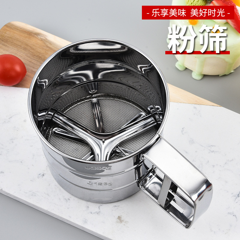 Ручное полус автоматическое сито из нержавеющей стали в форме чаши, сито для порошка, сито для сахарной пудры, ручное сито для муки, инструмент для выпечки