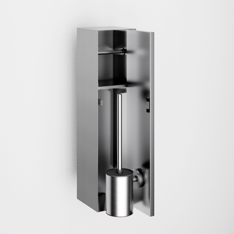 Stainless Steel Bathroom Embedded Hidden Toilet Brush Tissue Box Bathroom Storage Niche Waterproof and Moisture-Proof Storage Rack