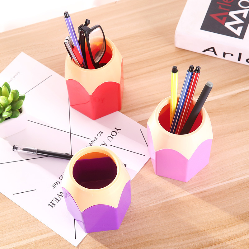 Creative color pencil head multi-functional color contrast pen holder South Korea creative student stationery desktop storage pen holder