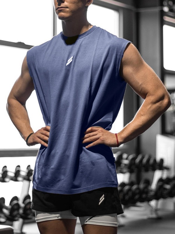 Summer Fitness Sports Mesh Vest Leisure Running Training Loose European and American plus size Breathable Quick-drying Round Neck Sweatshirt