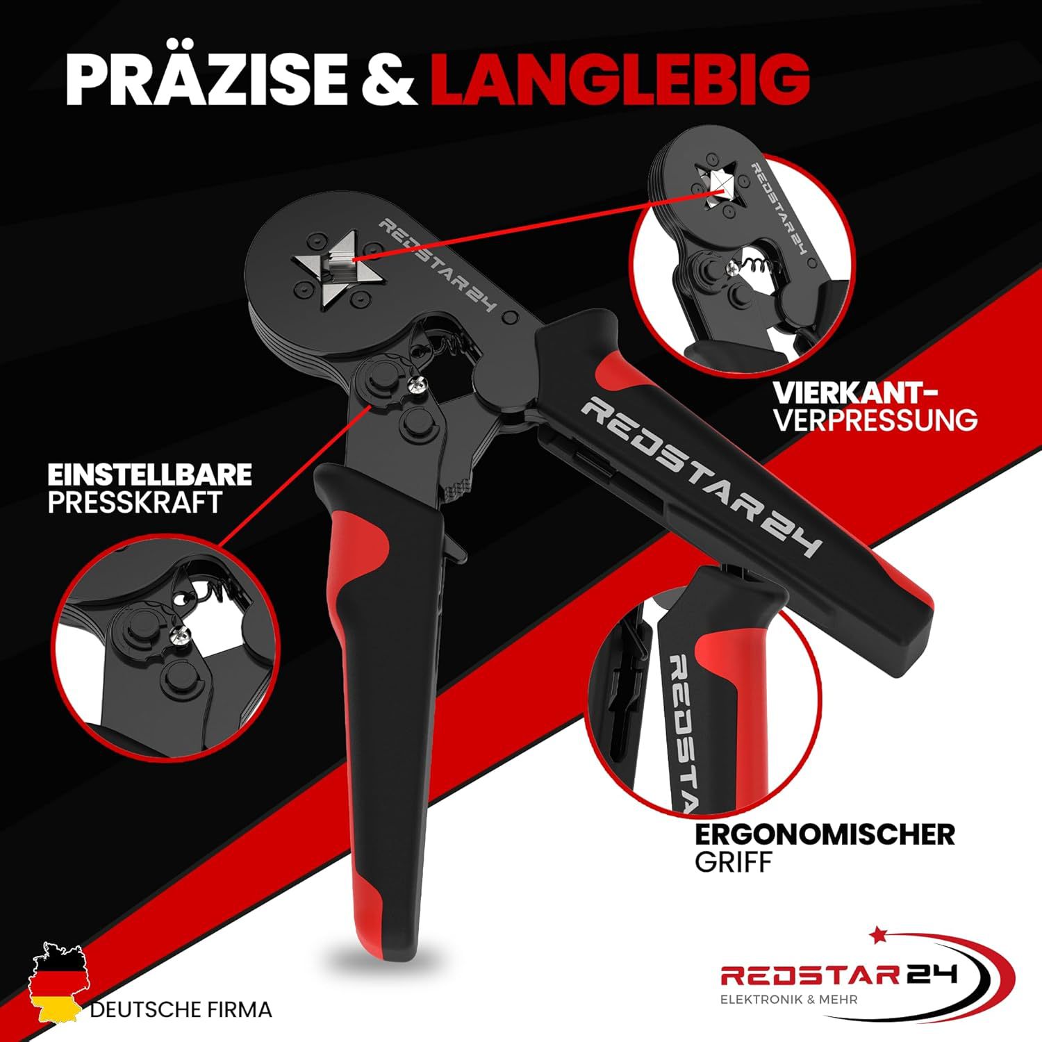 Redstar24 Crimpzange Set Mit 1200 Aderendhülsen - Selbstein