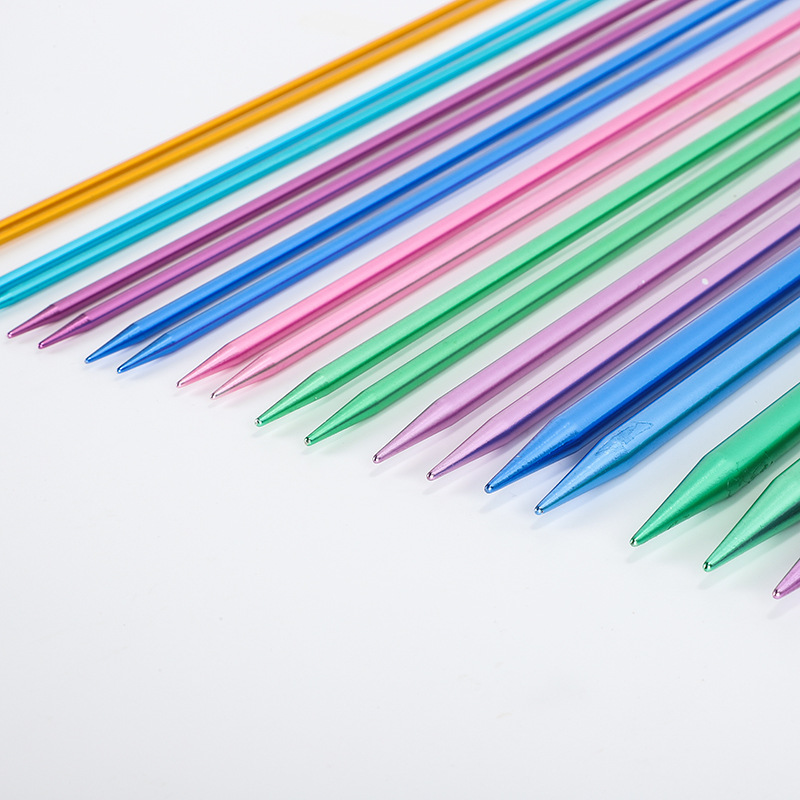 Cross-Border New Style 25cm Alumina Crochet DIY Knitting Tool Colorfulful Sweater Needle Single Pointed Stick Needle with Plug